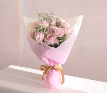 與你共度每一天【玉屋 TAMAYA】甜美粉玫瑰花束 (11朵) 花禮 情人花束 生日禮 情人節 情人節花束 喜歡 甜蜜浪漫