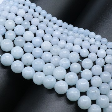 KJ-新款- 6-12mm優化海藍寶圓珠散珠子海藍玉髓B色串珠diy手鍊項鍊飾品配件