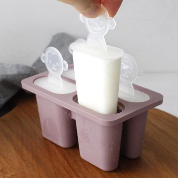 粉彩矽膠雪酪4格模具  1組  深粉色