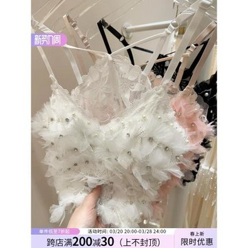 2025春季新款甜美純欲風重工立體花朵時尚減齡抹胸細肩帶背心女