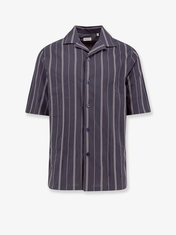 Cotton shirt with striped motif - BRUNELLO CUCINELLI - gender_Man