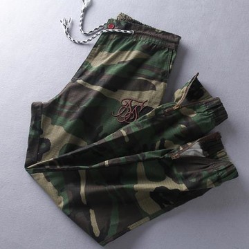 春季新款男士水洗復古美式休閑腳口拉鏈束腳迷彩休閑褲潮