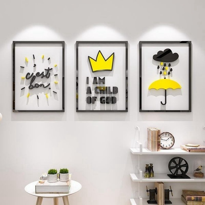 アクリルウォールステッカー Lサイズ 3個セット 3d 壁飾り 立体 ウォールステッカー 壁の装飾 モダン 黄色 絵画 額縁 漫画 フレーム 絵 子供部屋 玄関 リビング 通販 Lineポイント最大0 5 Get Lineショッピング