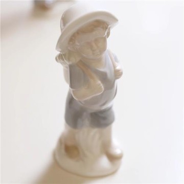 外單 陶瓷人偶 花園系列  裝飾品 人物 擺件 男孩 花束