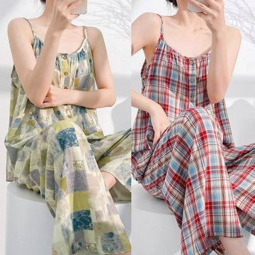 【巴黎精品】現貨+預購 女睡衣棉綢居家服套裝無袖睡衣-森林系胸墊兩件式睡衣8色a1nl52