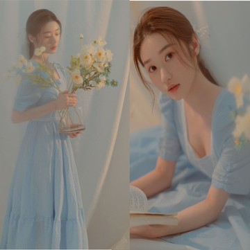 人寫真服裝新款小清新畫報風主題少女唯美日系藝術照攝影連衣裙