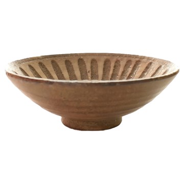 唐津彫十草 - 日本制陶瓷  唐津彫十草 褐色  1個