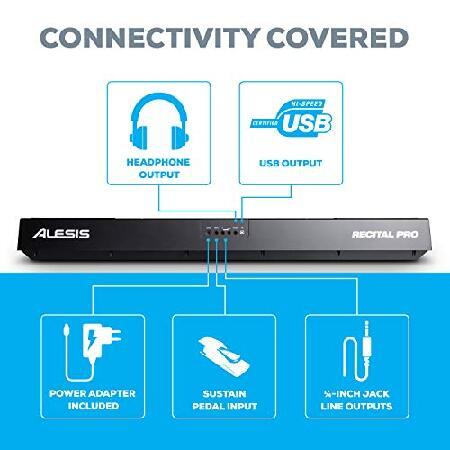 Alesis 電子ピアノ 88鍵盤 ウェイティッドハンマーアクション鍵盤 レッスン機能 録音機能 液晶画面 Recital Pro