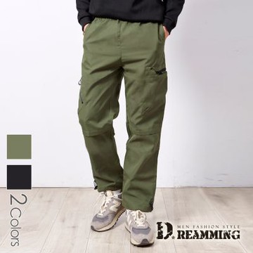 Dreamming 美式街頭多口袋工裝長褲 傘兵褲 直筒寬褲 無彈性-共二色