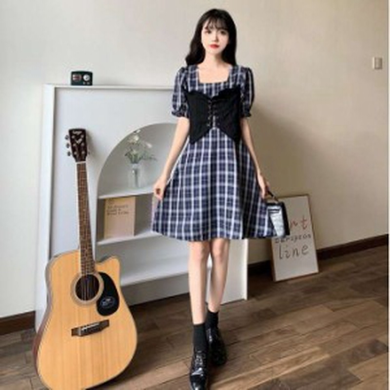 秋新作 予約商品 大きいサイズ レディース チェック柄 コルセット ビスチェ 重ね着 ワンピース スクエアネック ワンピ 大人カジュアル ゆ 通販 Lineポイント最大get Lineショッピング