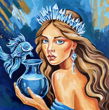 寶瓶座 晶瑩意象 肖像 女人藝術 壓克力畫布 星座