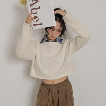 棉花糖捲邊上衣-白【KT223505】