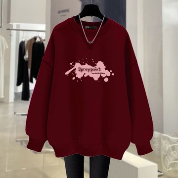 胖胖美依 上衣 長袖T卹 學院風 印花上衣中大碼 M-4XL 新款長袖衛衣寬鬆加絨加厚百搭上衣-9408.