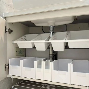 臺灣🚍8H出🉑小紅書衕款廚房下水槽置物架免打孔可伸縮櫥櫃收納盒衛生間角架 SPSV
