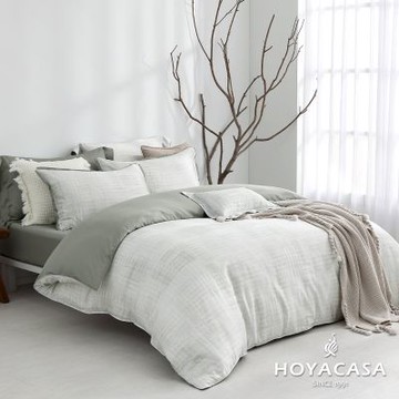 HOYACASA  自然脈動琉璃天絲兩用被床包六件組-森澈(特大)