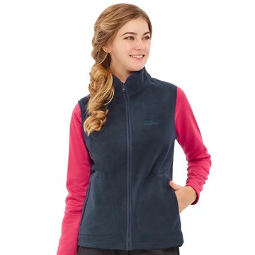 【Jack Wolfskin 飛狼】限時6折起★女 拼接設計立領刷毛保暖背心『丈青』(140004)