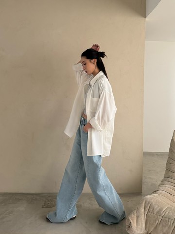 口袋寬鬆棉質襯衫