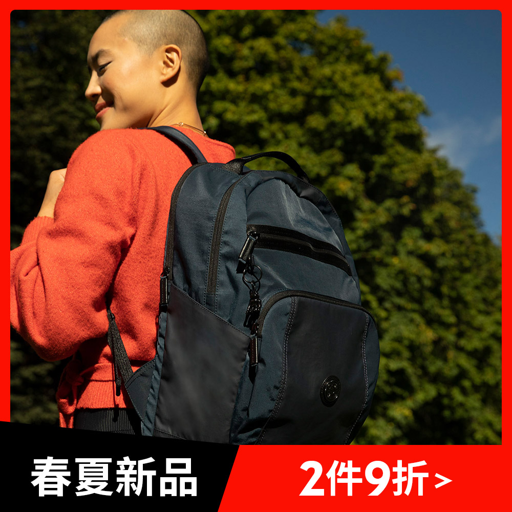 質感經典藍前後雙層收納後背包-TROY