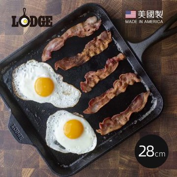 美國LODGE 美國製方形鑄鐵平底淺型煎餅鍋-28cm (L9SGR)