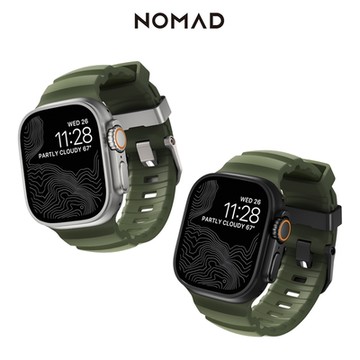 美國NOMAD Apple Watch專用硬悍FKM橡膠錶帶-森林綠 49/46/45/44mm