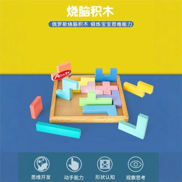 兒童啟蒙益智俄羅斯方塊木質拼圖經典俄羅斯智力積木思維訓練玩具