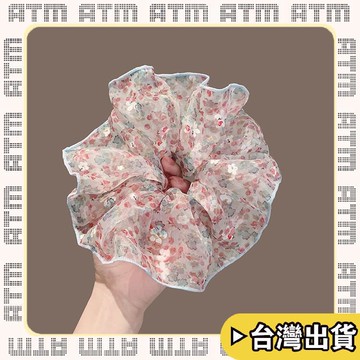 🔥臺灣出貨🔥可開發票✅輕飾時光韓國泡泡紗小清新碎花大腸髮圈早春蝴蝶結新款森系扎頭髮頭飾女
