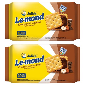 Julie's 茱蒂絲 雷蒙德榛果巧克力夾心餅 酥脆餅乾 濃郁巧克力榛果味 個別包裝 馬來西亞原裝進口  180g  2包