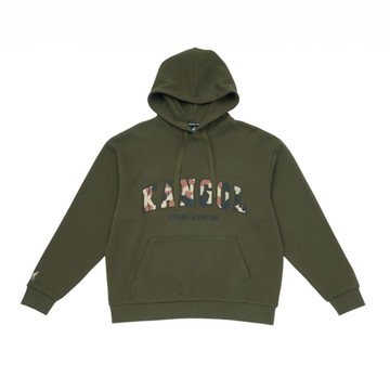 KANGOL 帽T 軍綠 迷彩LOGO 連帽T 中性 6455105270