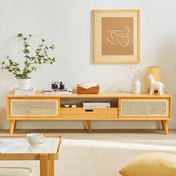 免運 電視櫃 日式電視櫃  日式非實木藤編茶幾電視柜組合小戶型簡約民宿儲物落地收納柜新款 可開發票 全館八折 工廠現貨直銷 新品特價 h9029