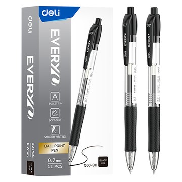 得力Deli經典原子筆/EQ60-BK/黑色/0.7mm