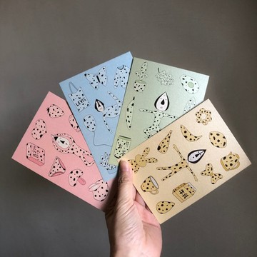 斑點瑜伽人 - 高質感厚磅數插畫明信片 手帳裝飾 卡片
