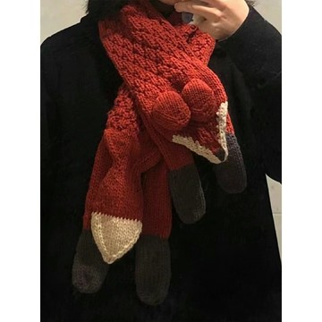 免運💯小紅書衕款狐狸圍巾編織diy材料包毛綫團自織小衆圍脖送女友禮物diy毛綫編織/毛綫材料包/手工/手作編織 3BV8