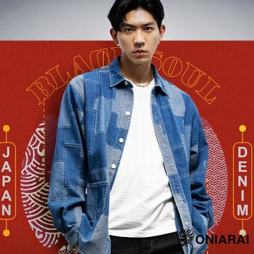 BLUE WAY鬼洗い-日式緹花牛仔襯衫