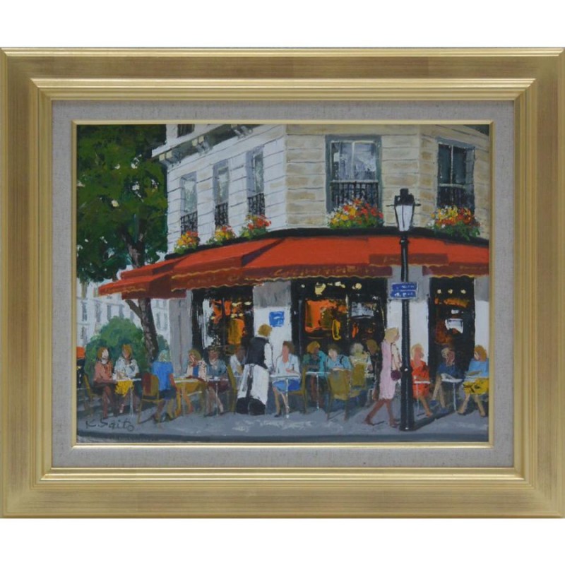 絵画油絵風景画F6 夜の街