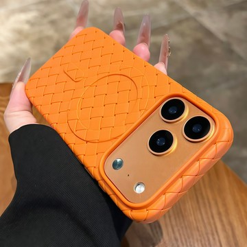 散熱透氣 Magsafe磁吸 防摔殼 適用於 iPhone 17 16 15 14 13 12 Promax 編織殼