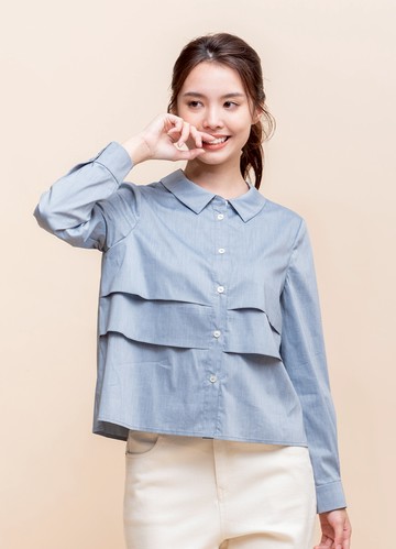 知雅風格荷葉層次襯衫