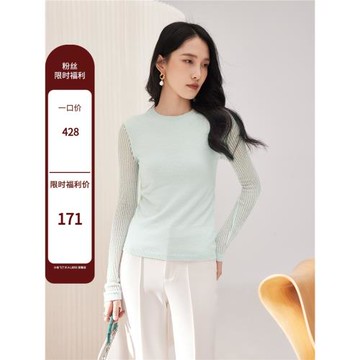現貨小蟲飛了2024年秋季新款女鏤空套頭圓領薄款修身長袖針織衫女