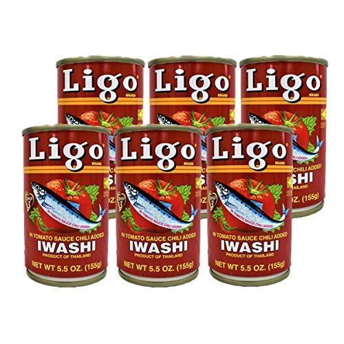 Sardines IN TOMATO SAUCE CHILI ADDED　155g×6　Ligo　イワシの缶詰　トマトソース漬け