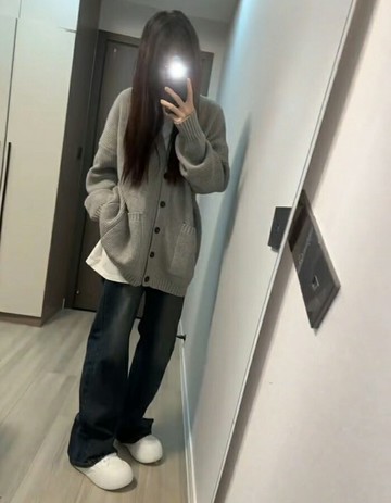 灰色毛衣外套女 秋冬韓系寬松復古學院慵懶風中長款針織開衫【淘夢屋】