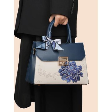 新中式國風刺繡中年女包品牌媽媽包禮物包包大氣手提包斜挎婆婆包