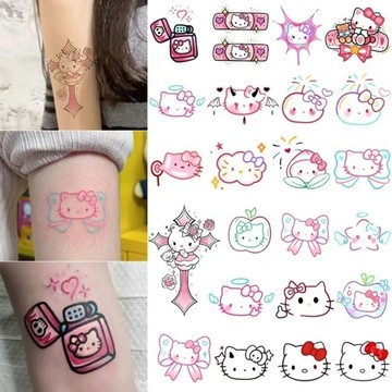 ✨元氣新品✨HelloKT彩色凱蒂紋身可愛少女心防水持久學生裝飾卡通貼紙紋身貼PHDT