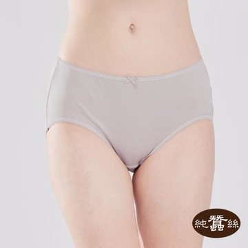 【岱妮蠶絲】純蠶絲42針110G女中腰單蝴蝶結三角內褲-銀灰(WWA1A301)