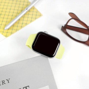 Apple Watch 全系列通用錶帶 蘋果手錶替用錶帶 運動矽膠錶帶 霓虹黃色 #865-AP01-YW