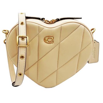 【COACH】專櫃款HEART絎縫愛心斜背包(裸膚)