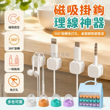台灣出貨✨ 免打孔磁吸理線器 桌面掛鉤式數據線收納 手機耳機充電線整理扣 二合一多功能繞線器 居家辦公桌邊壁掛式
