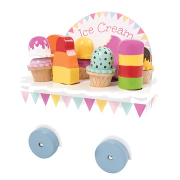 JoJo maman bebe 實木冰淇淋餐車玩具組  兒童益智玩具  家家酒角色扮演玩具  冰淇淋餐車  1組