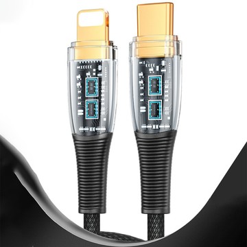 2米 pd透明充電線 pd傳輸線 快充線 數據線100w 30w typec線適用 蘋果安卓爆款充電