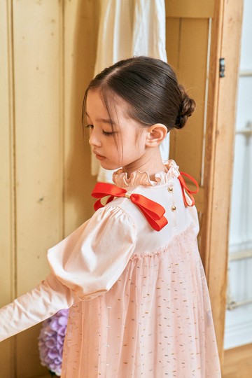 女孩絲帶薄紗連身裙