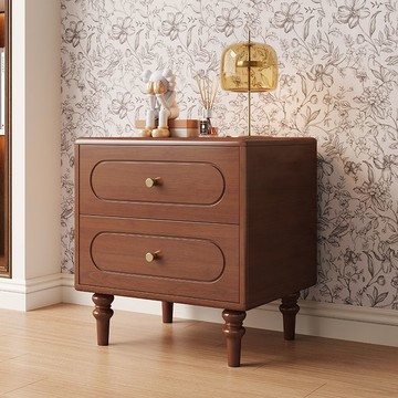 實木床頭櫃 2025新款中式床頭柜實木原木中古風小戶型臥室收納抽屜儲物床邊柜 工廠特惠 最低價 快速出貨