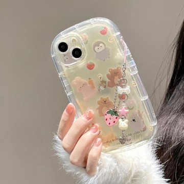 台灣出貨🚀 草莓小動物蘋果iPhone16/17air小胖子手機殼15Pro手鍊全包14/13